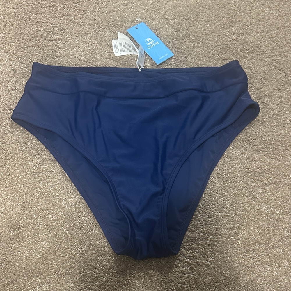 Cupshe Women's High Cut Bikini Bottom in Navy